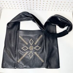 Calleen Cordero | Embellished Black Leather Satchel, Tote, Shoulder Bag